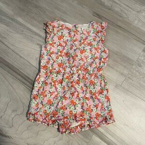 Gymboree Pink And Orange Floral Romper With Buttons- Size 18-24 Months NWOT